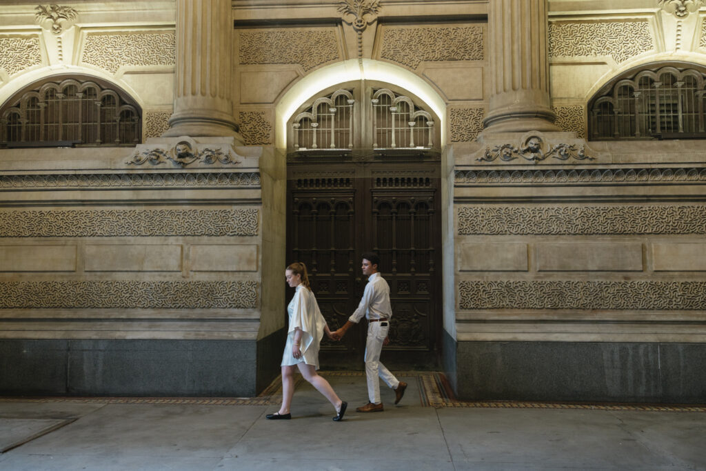 Bride-and-groom-sharing-a-romantic-portrait-outside-Philadelphia-City-Hall-on-their-wedding-day